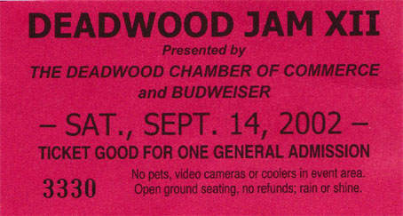 Deadwood Jam 12 ticket