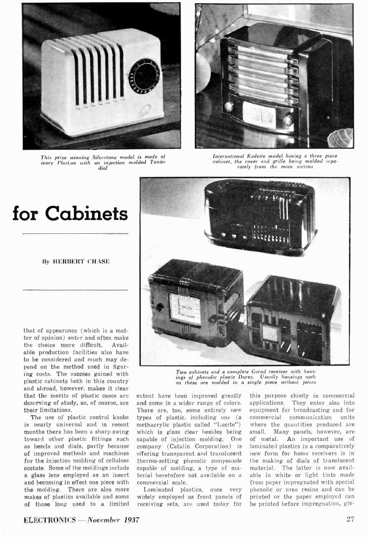 Electronics plastic radio cabinet article