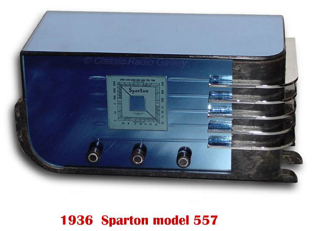 Sparton Radio model 557 Sled, blue mirrored radio, 1936