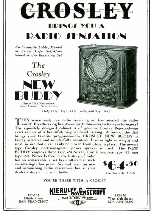 Crosley model New Buddy advertisement 1930