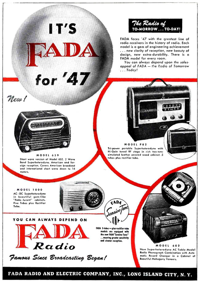 Fada catalin radio 1947 advertisement