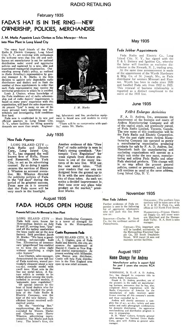 1935 Fada articles Radio Retailing