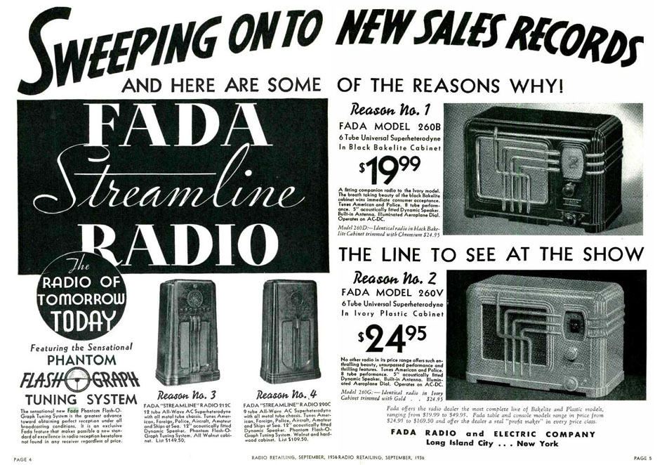 FADA Radio Sept 1936 Radio Retailing advertisement