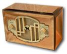Remler Radio model 40 Scottie plaskon cabinet with peach mirror slip case, 1935