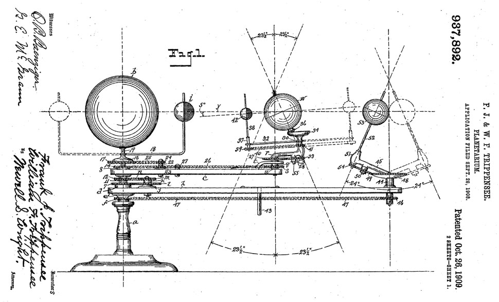 Trippensee Planetarium Orrery patent 1