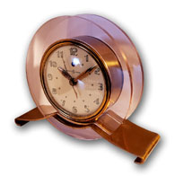 General Electric 3H160 Rapture double pink lucite rings on brass base clock