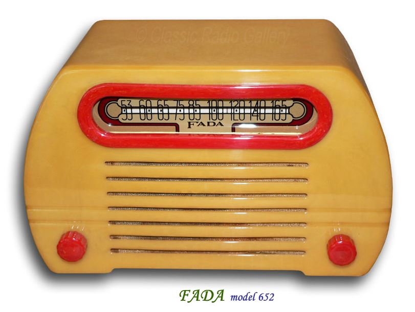 Fada Radio model 652 Temple, yellow and red catalin cabinet