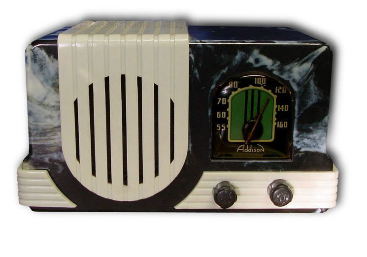 Canadian Addison Radio model 2, marbled black and white with white trim