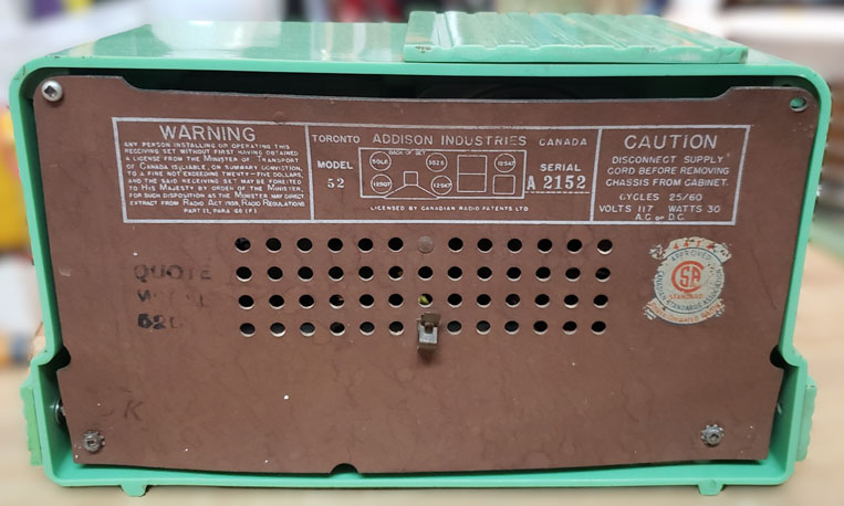 Addison Radio 52 back