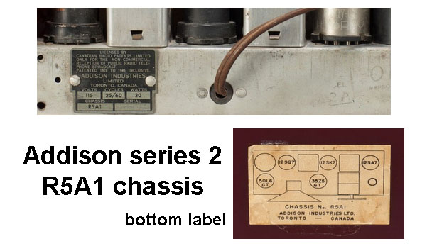 Addison R5A1 chassis labels