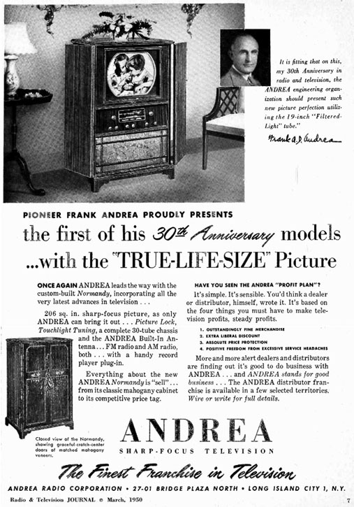 Andrea 1950 TV advertisement