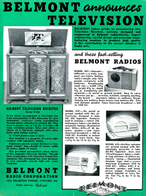 Belmont Radio May 1939 advertisement