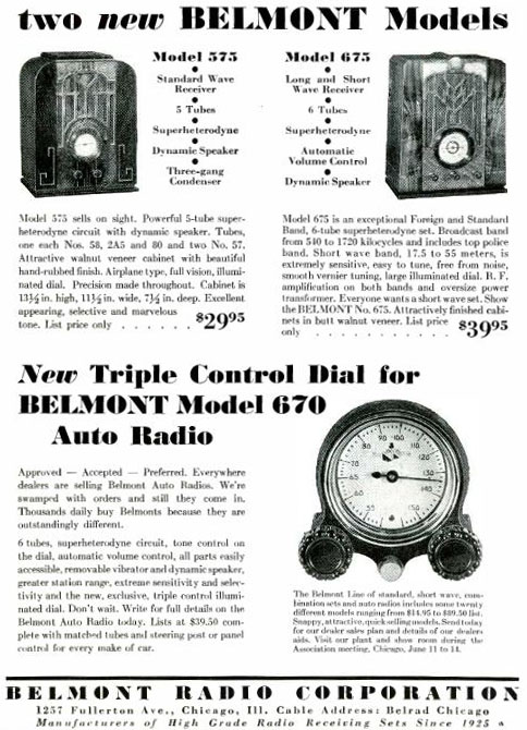 Belmont Radio 1934 advertisement