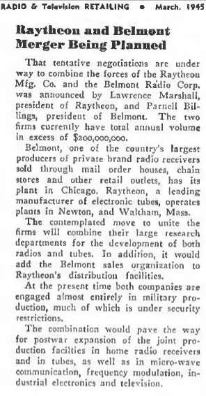 Belmont Raytheon merger article