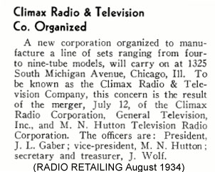 Climax Radio and Television Co. news article