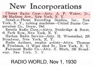 Climax Radio and Television Co. news article