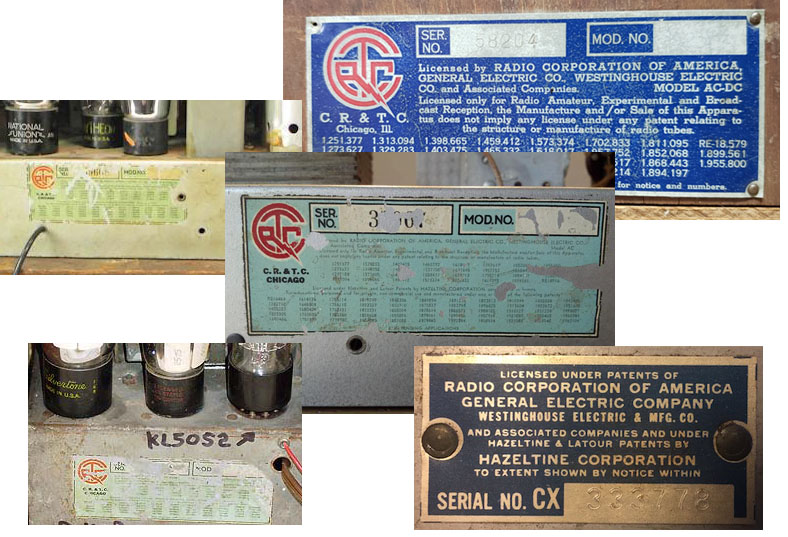 Climax Radio and Television Co. chassis labels