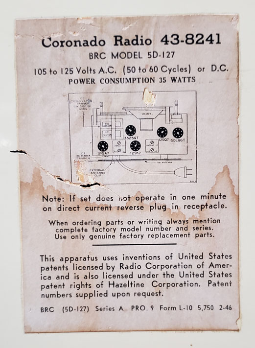 coronado 43-8241 label