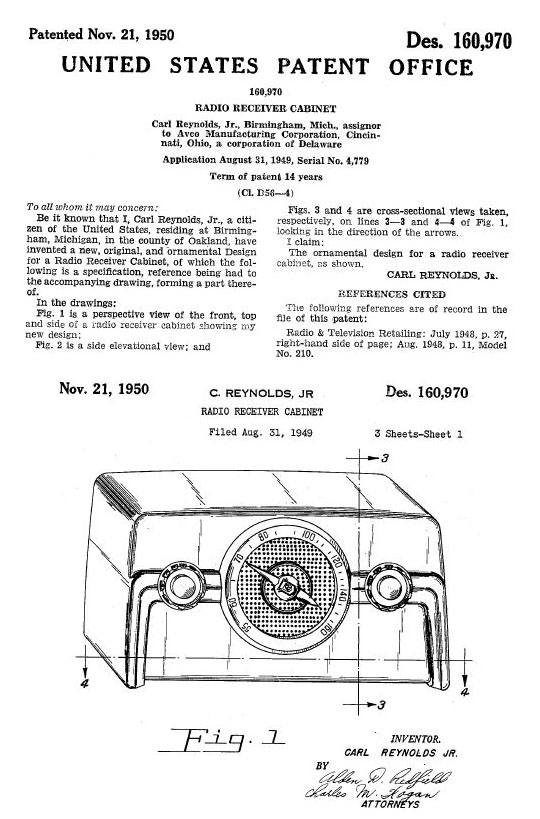 Crosley Radio 1951 patent