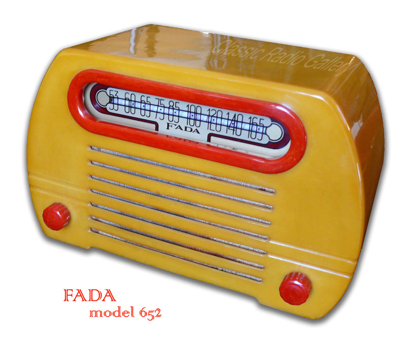 Fada Radio model 652 Temple, yellow and red catalin cabinet
