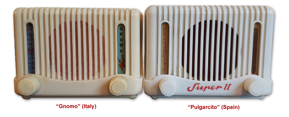 Italian Gnomo and the Spanish Cradial Pulgarcito Super II radios side-by-side