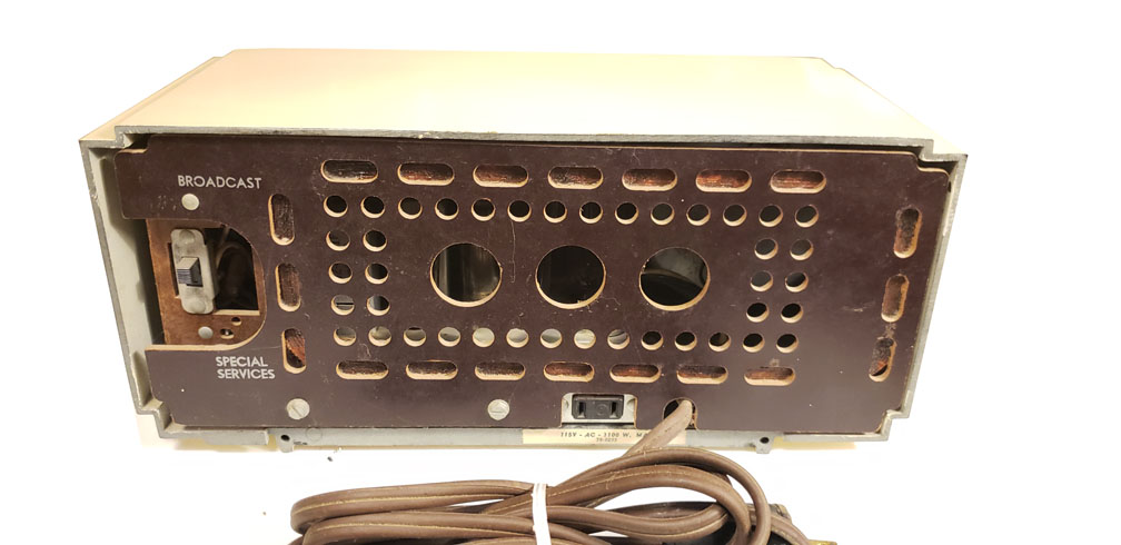 Philco Radio model 53-701, 1953, white enameled cabinet back cover