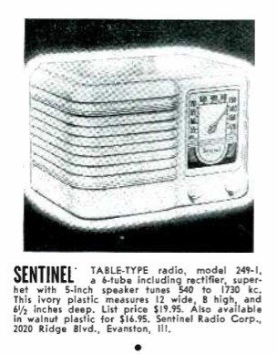 Sentinel Console Radio Sentinel model 212