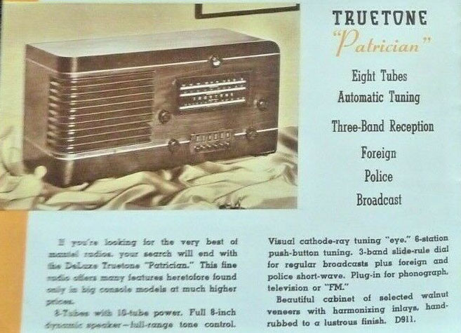 Truetone Radio 1941 catalog model D911
