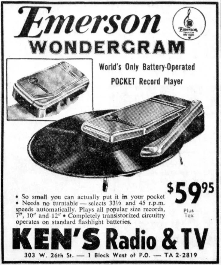 Emerson Wondergram portable phonograph ad