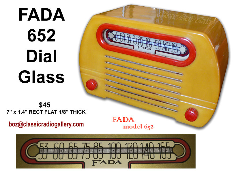 Fada Radio model 652 Temple dial glass replacement