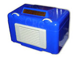 Co-op model R-546 Frog eyes radio with blue plaskon cabinet