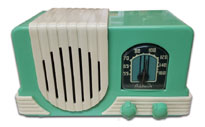 Addison Radio model L2 waterfall design, green plaskon cabinet with white trim