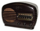 Arvin Radio model 68, pushbuttons, no dial, brown bakelite, 1939