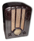 Emerson Radio 108 tombstone style with white plaskon cabinet, 1936