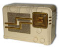 Fada Radio with white plaskon cabinet and gold trim, 1937