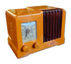 Globe Radio model 532 with catalin cabinet in butterscotch and tortoise shell grille, same as Arvin 532 catalin radio