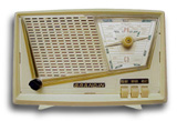 Grandin Radio model Labrador, white, asymetric design, 1958, French