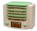 IRC International Radio Corp Kadette Classic model K-12 with white and green plaskon cabinet, 1936