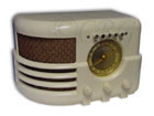 Majestic Radio model 651EB bakelite cabinet with white finish, pushbuttons, 1937