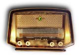 Radio Antena model Versailles, side lights, magic eye tuning tube, pushbuttons, French