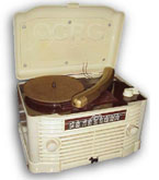Remler Radio model 5300 Scottie, white plaskon phonograph radio combination, 1947