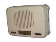 Seibt Radio model GW2149P Pierrette, reverse painted lucite wall hanging cabinet, 1948, German