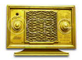 Zodiac Radio model Elysee, gold plastic, wood cabinet, French