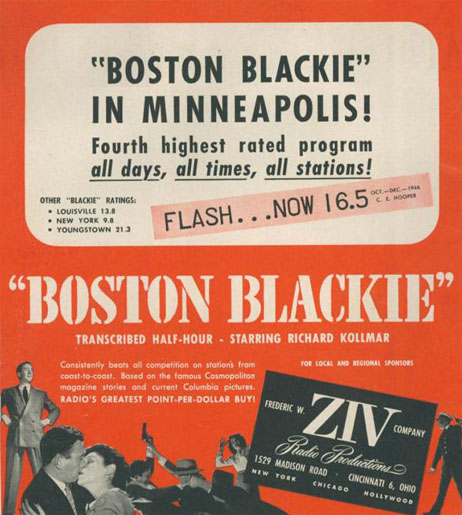 Boston Blackie ZIV transcription disc ad
